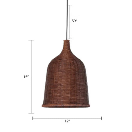 Sleek Rattan Pendant Ceiling Light For Minimalist Restaurant - Basket Suspension Lighting Coffee /