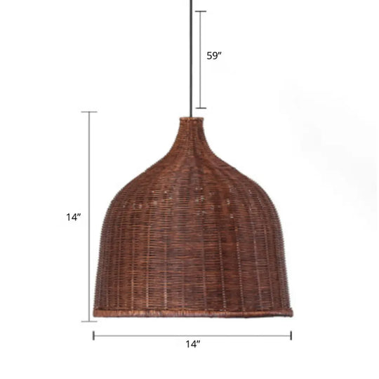 Sleek Rattan Pendant Ceiling Light For Minimalist Restaurant - Basket Suspension Lighting Coffee /