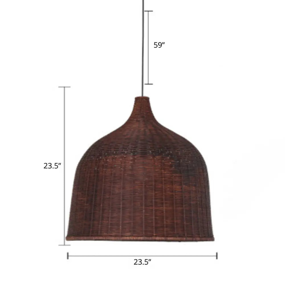 Sleek Rattan Pendant Ceiling Light For Minimalist Restaurant - Basket Suspension Lighting Coffee /