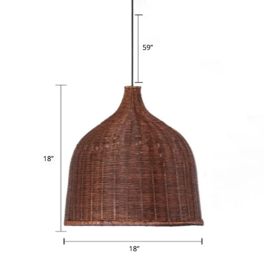 Sleek Rattan Pendant Ceiling Light For Minimalist Restaurant - Basket Suspension Lighting Wood / 18