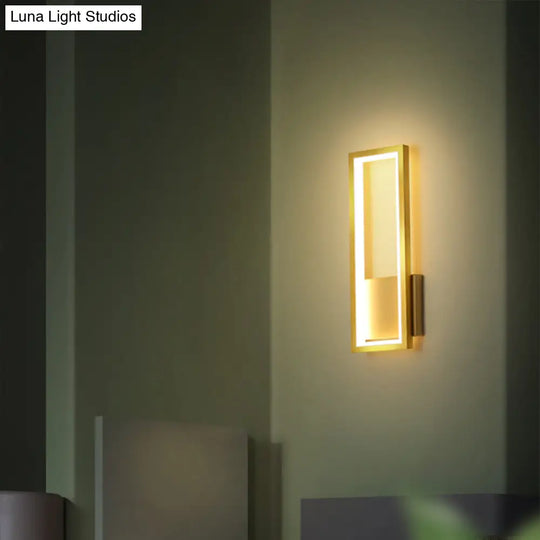 Sleek Rectangle Led Wall Sconce Minimalist Metal Foyer Mount Light