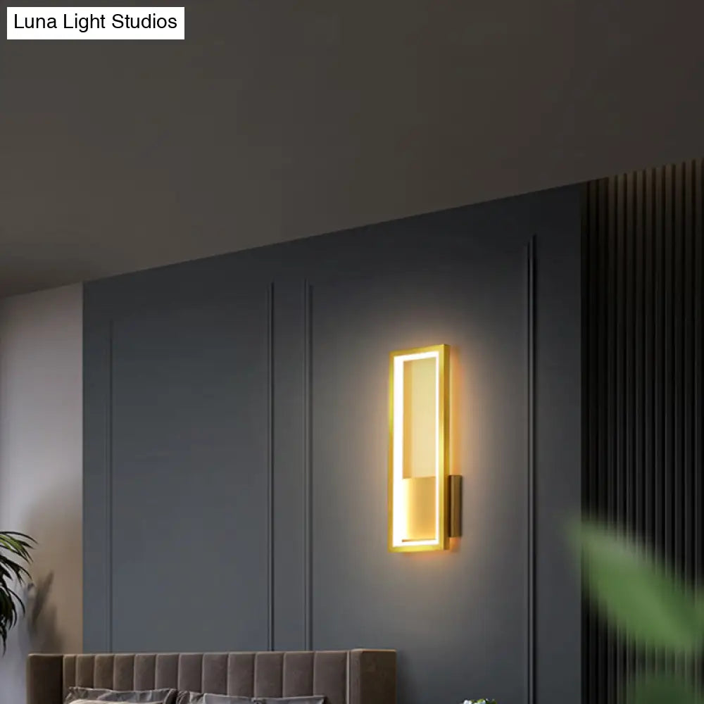 Sleek Rectangle Led Wall Sconce Minimalist Metal Foyer Mount Light