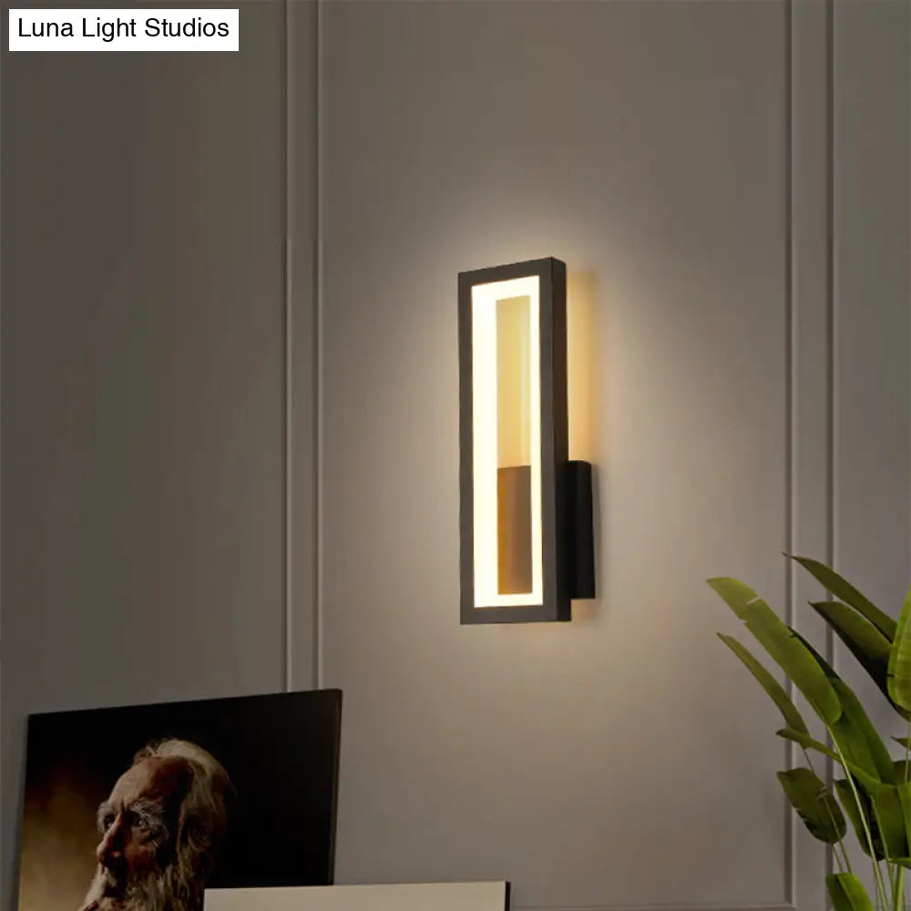 Sleek Rectangle Led Wall Sconce Minimalist Metal Foyer Mount Light