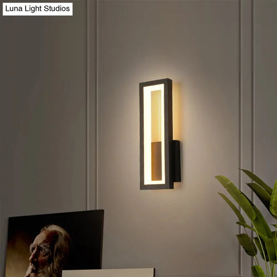 Sleek Rectangle Led Wall Sconce Minimalist Metal Foyer Mount Light