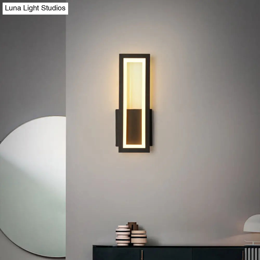 Sleek Rectangle Led Wall Sconce Minimalist Metal Foyer Mount Light