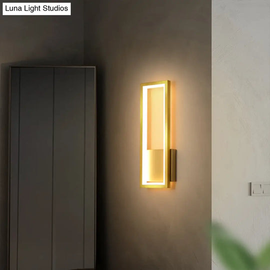 Sleek Rectangle Led Wall Sconce Minimalist Metal Foyer Mount Light