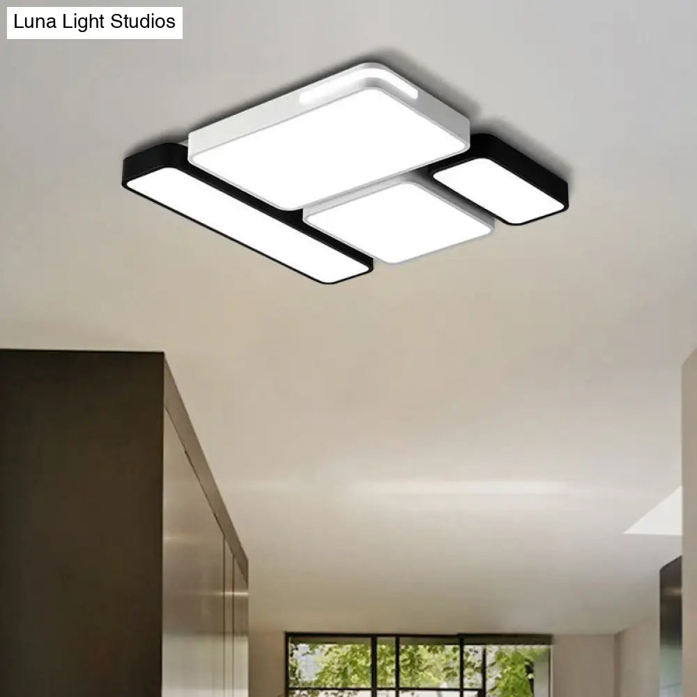 Sleek Rectangular Led Ceiling Light - Acrylic Slim Design In Black/White Ideal For Study Room