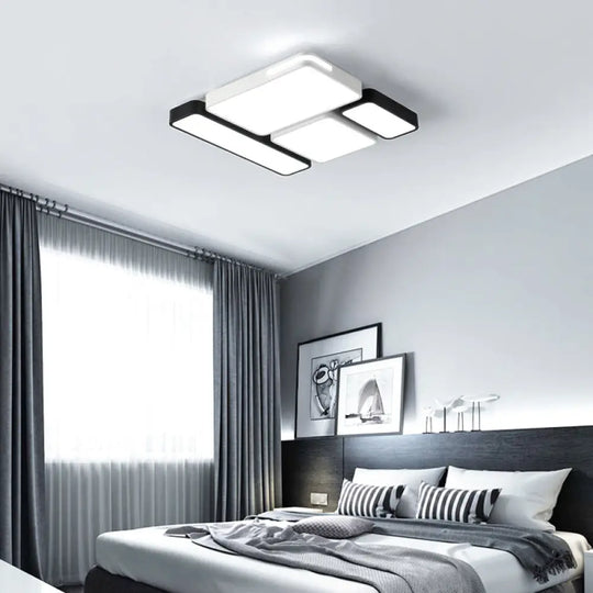 Sleek Rectangular Led Ceiling Light - Acrylic Slim Design In Black/White Ideal For Study Room White