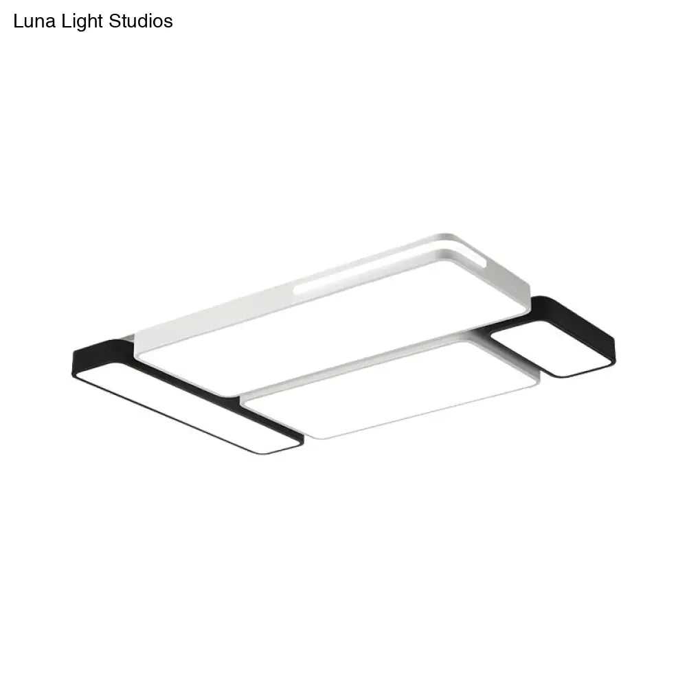 Sleek Rectangular Led Ceiling Light - Acrylic Slim Design In Black/White Ideal For Study Room