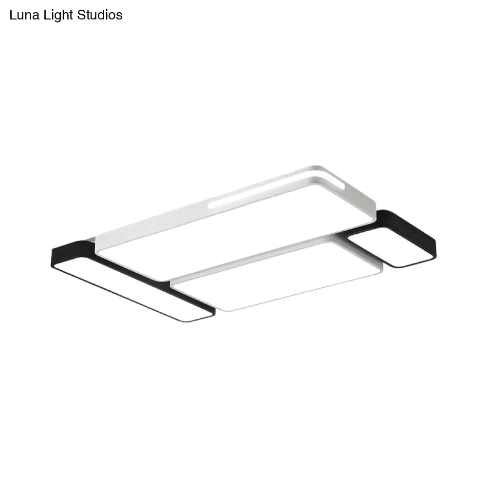 Sleek Rectangular Led Ceiling Light - Acrylic Slim Design In Black/White Ideal For Study Room