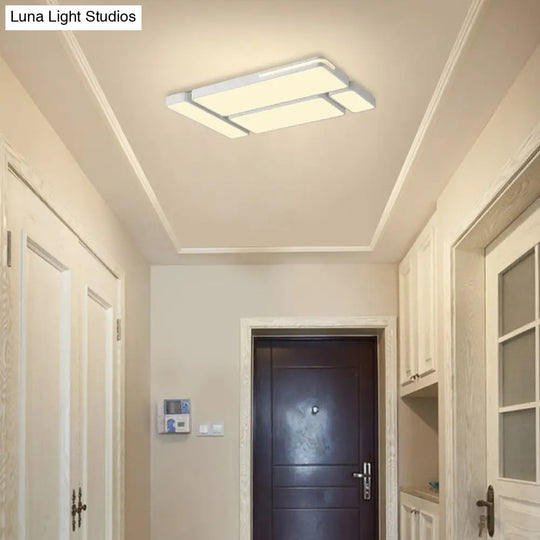 Sleek Rectangular Led Ceiling Light - Acrylic Slim Design In Black/White Ideal For Study Room