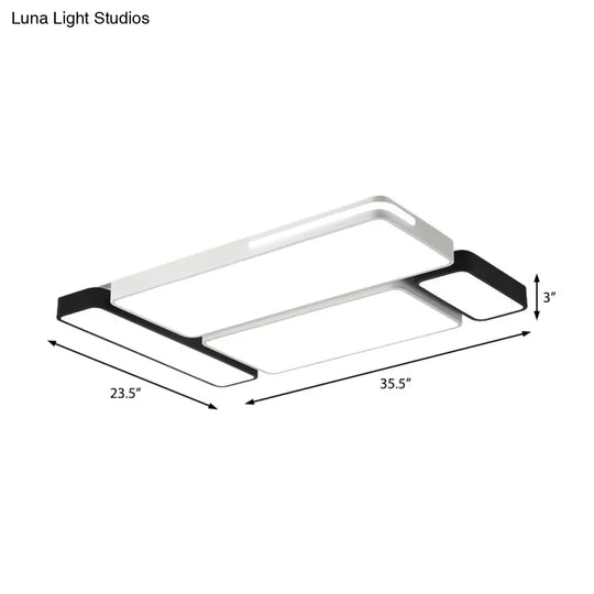 Sleek Rectangular Led Ceiling Light - Acrylic Slim Design In Black/White Ideal For Study Room