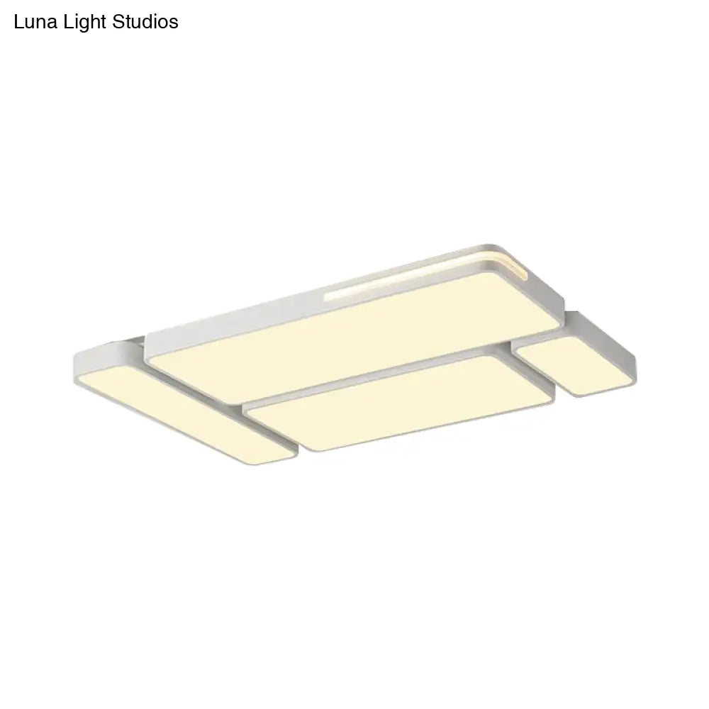 Sleek Rectangular Led Ceiling Light - Acrylic Slim Design In Black/White Ideal For Study Room