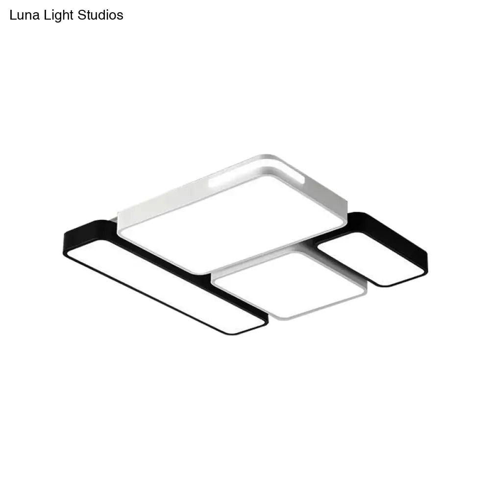 Sleek Rectangular Led Ceiling Light - Acrylic Slim Design In Black/White Ideal For Study Room