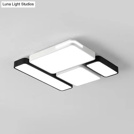 Sleek Rectangular Led Ceiling Light - Acrylic Slim Design In Black/White Ideal For Study Room