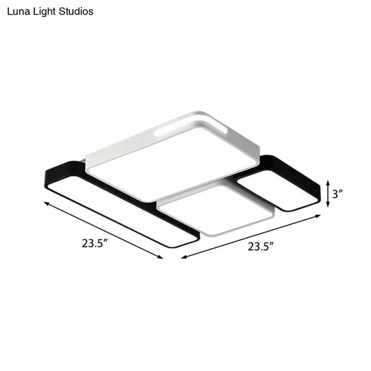 Sleek Rectangular Led Ceiling Light - Acrylic Slim Design In Black/White Ideal For Study Room