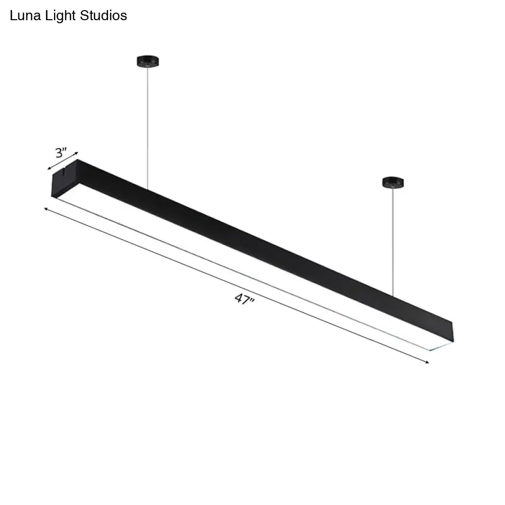 Sleek Rectangular Led Hanging Lighting - 23.5/35.5/47 Long | Slim Metal Shade Minimalistic