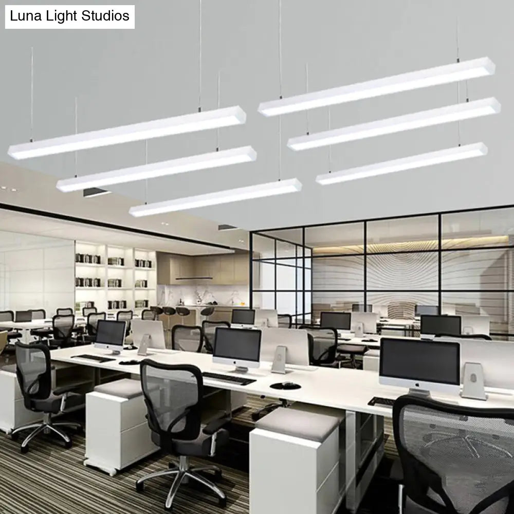 Sleek Rectangular Led Hanging Lighting - 23.5/35.5/47 Long | Slim Metal Shade Minimalistic