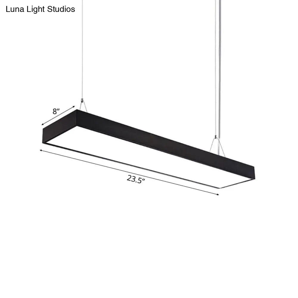 Sleek Rectangular Led Hanging Light - Minimal Silver/Black/White 23.5’/35.5’/47’ Long 5’/8’/12’ Wide