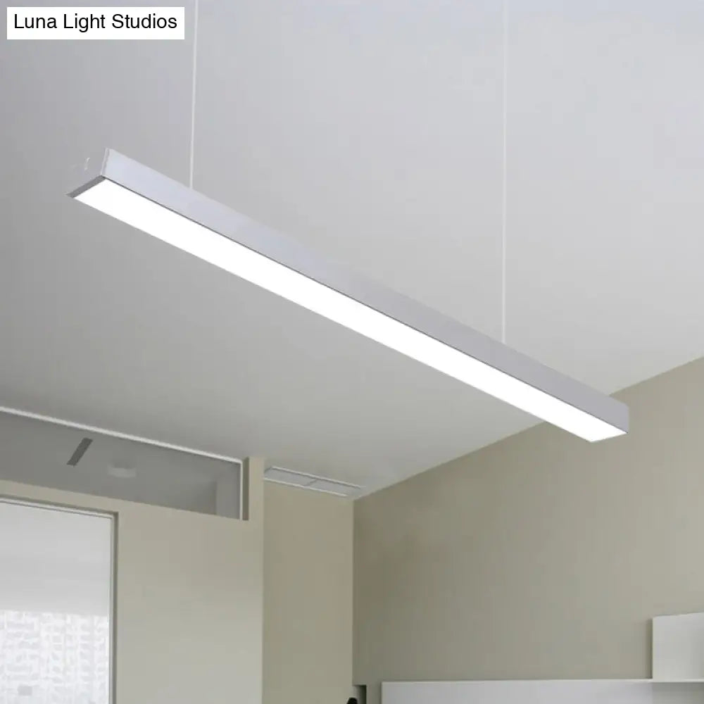 Sleek Rectangular Led Hanging Light - Minimal Silver/Black/White 23.5’/35.5’/47’ Long 5’/8’/12’ Wide