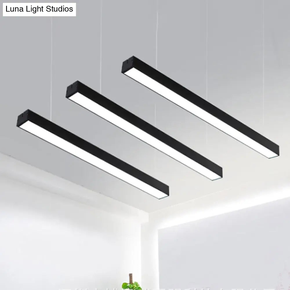 Sleek Rectangular Led Hanging Light - Minimal Silver/Black/White 23.5’/35.5’/47’ Long 5’/8’/12’ Wide