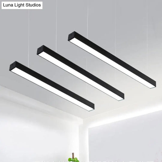 Sleek Rectangular Led Hanging Lighting - 23.5/35.5/47 Long | Slim Metal Shade Minimalistic