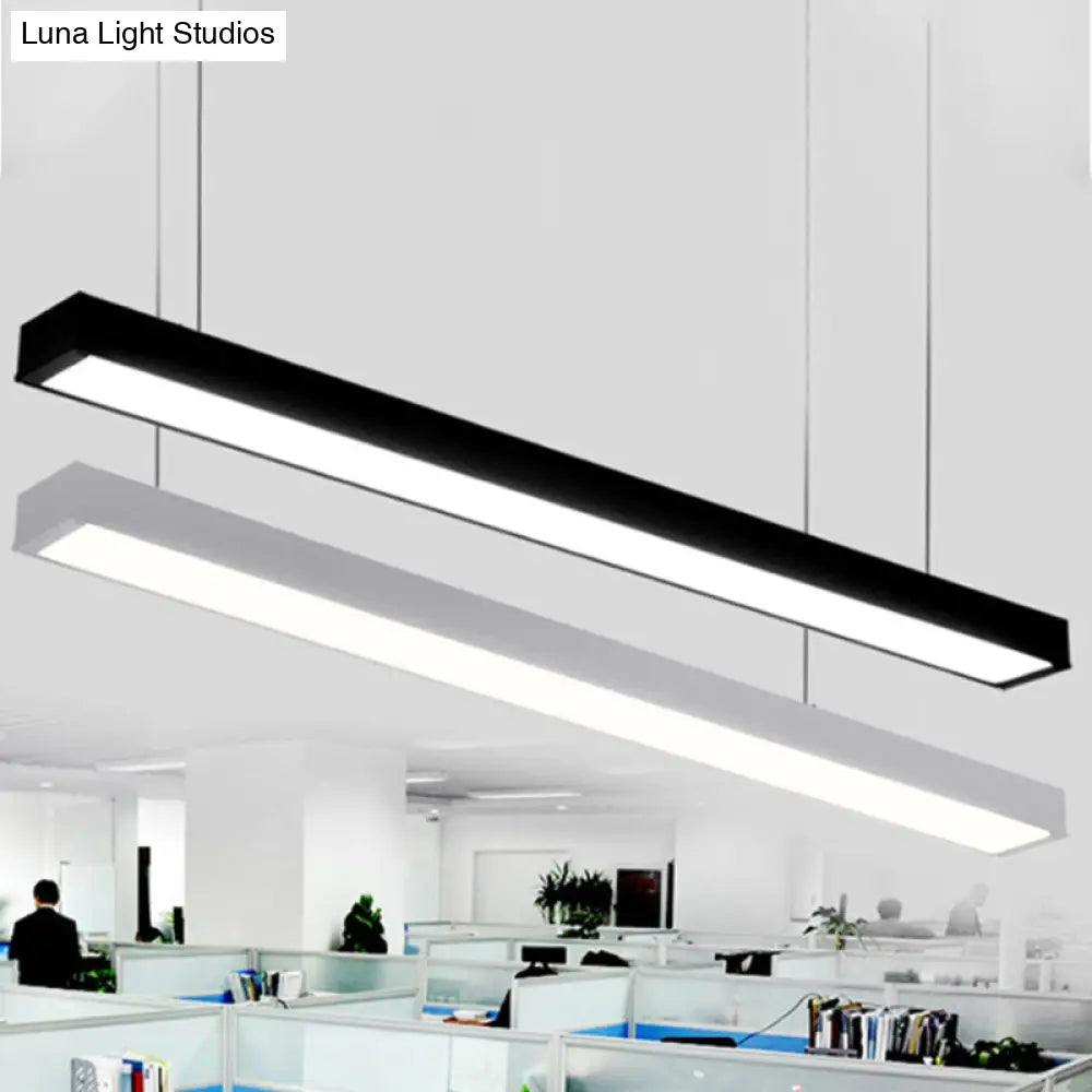 Sleek Rectangular Led Hanging Light - Minimal Silver/Black/White 23.5’/35.5’/47’ Long 5’/8’/12’ Wide