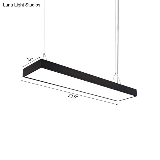 Sleek Rectangular Led Hanging Light - Minimal Silver/Black/White 23.5’/35.5’/47’ Long 5’/8’/12’ Wide