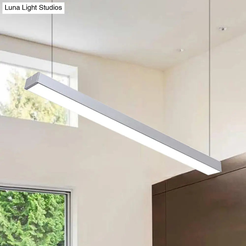 Sleek Rectangular Led Hanging Lighting - 23.5/35.5/47 Long | Slim Metal Shade Minimalistic