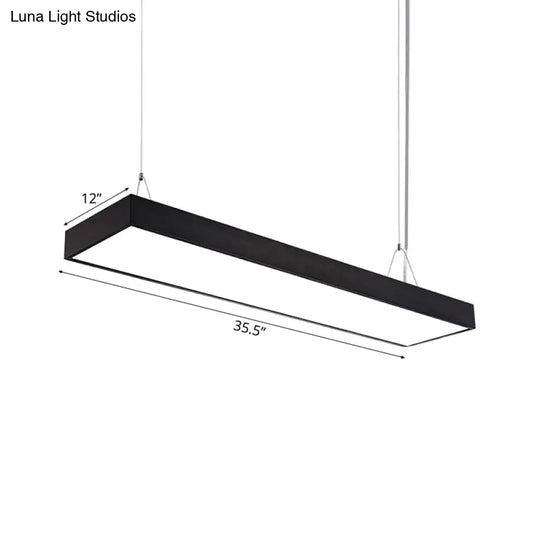 Sleek Rectangular Led Hanging Light - Minimal Silver/Black/White 23.5’/35.5’/47’ Long 5’/8’/12’ Wide