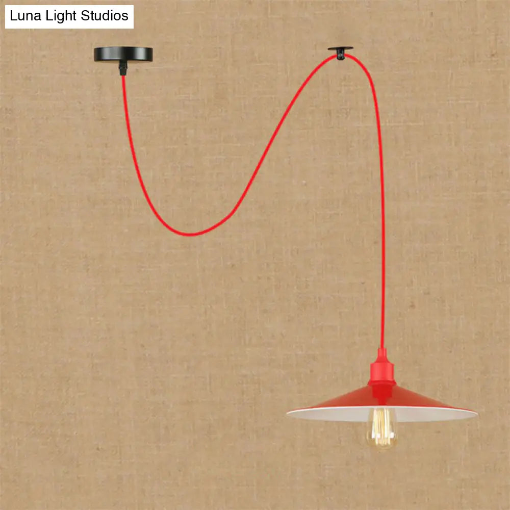 Red Metal Saucer Suspension Pendant Light For Living Room - 1/3-Head Swag Lighting Fixture 1 / B