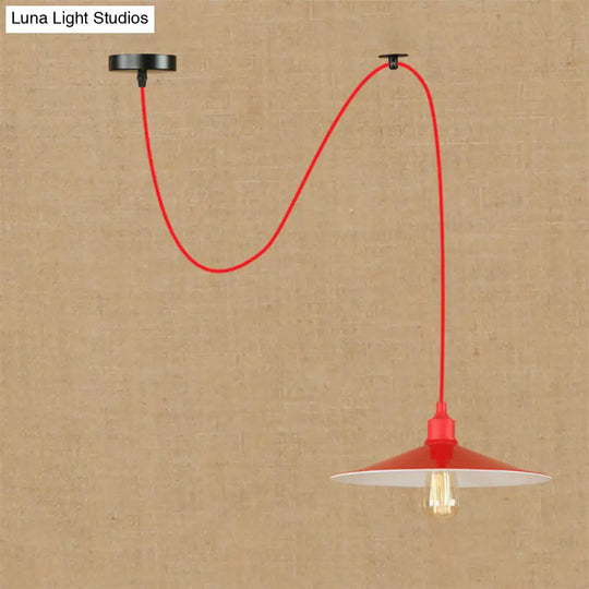 Red Metal Saucer Suspension Pendant Light For Living Room - 1/3-Head Swag Lighting Fixture 1 / B