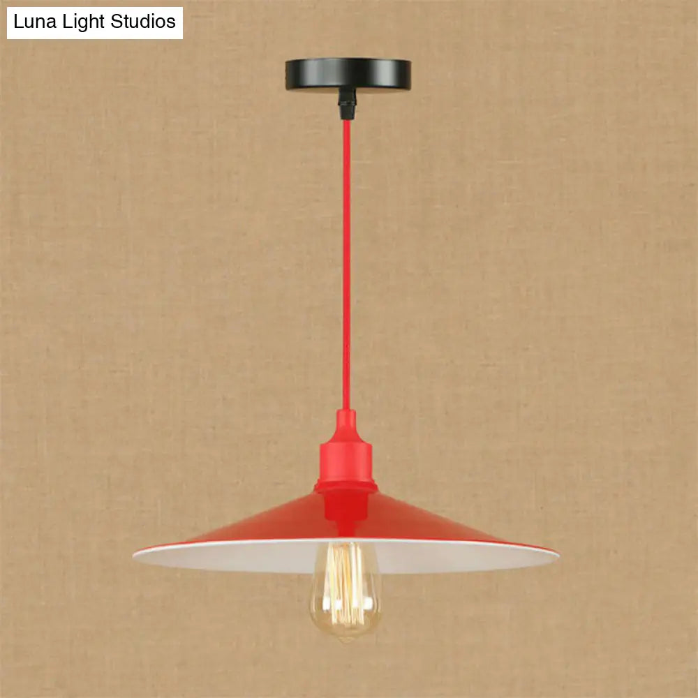 Red Metal Saucer Suspension Pendant Light For Living Room - 1/3-Head Swag Lighting Fixture 1 / A