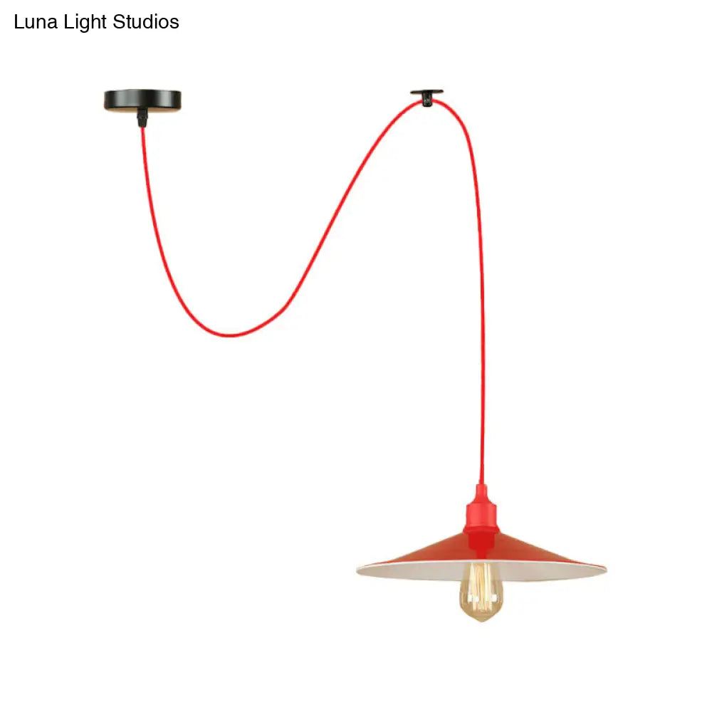 Red Metal Saucer Suspension Pendant Light For Living Room - 1/3-Head Swag Lighting Fixture