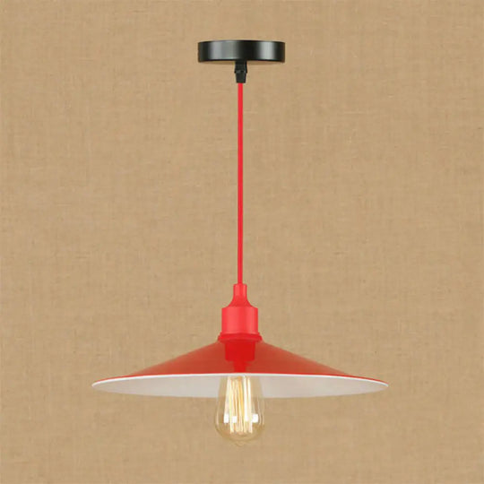 Sleek Red Metal Pendant Light For Living Room - 1 Or 3-Head Swag Design / A