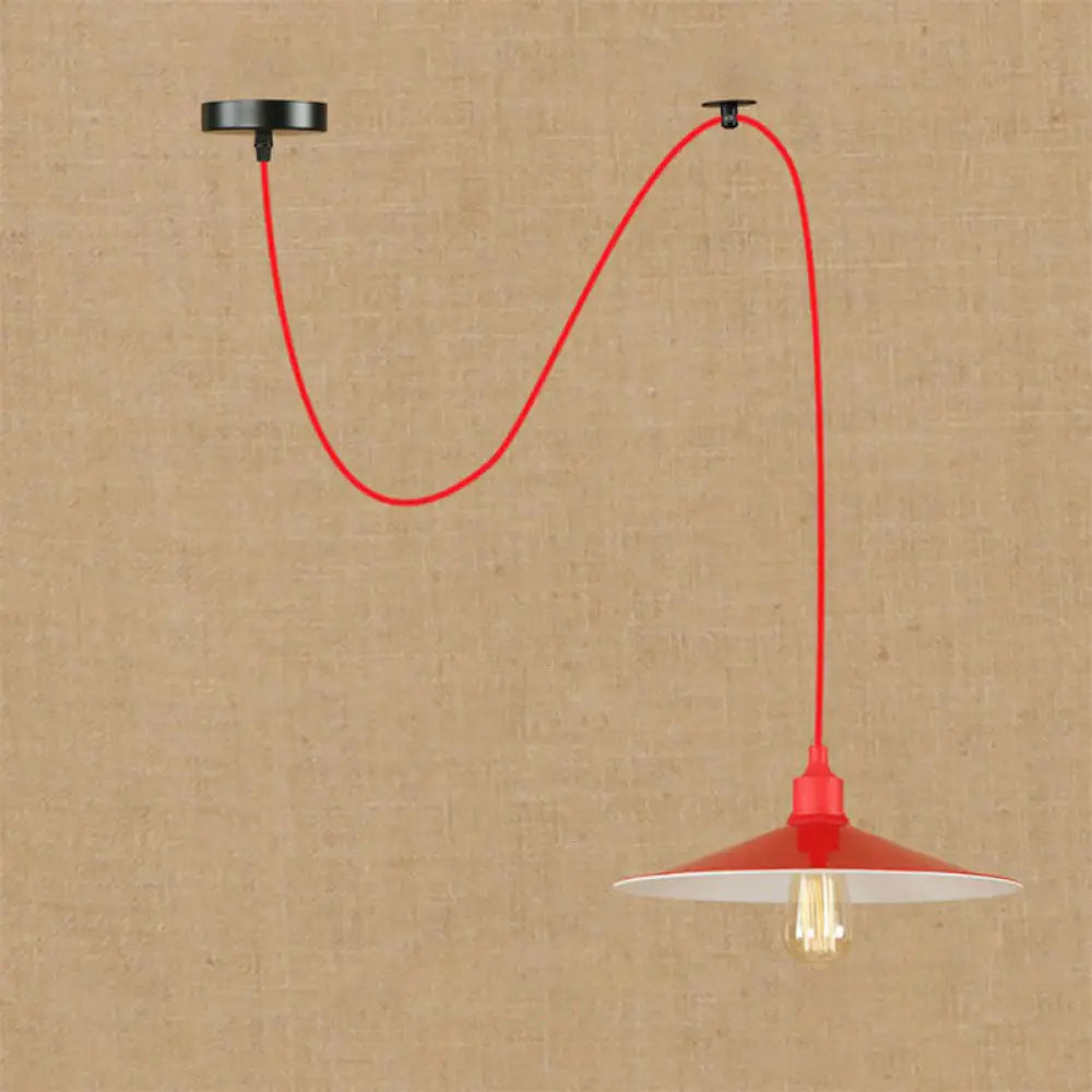 Sleek Red Metal Pendant Light For Living Room - 1 Or 3-Head Swag Design / B