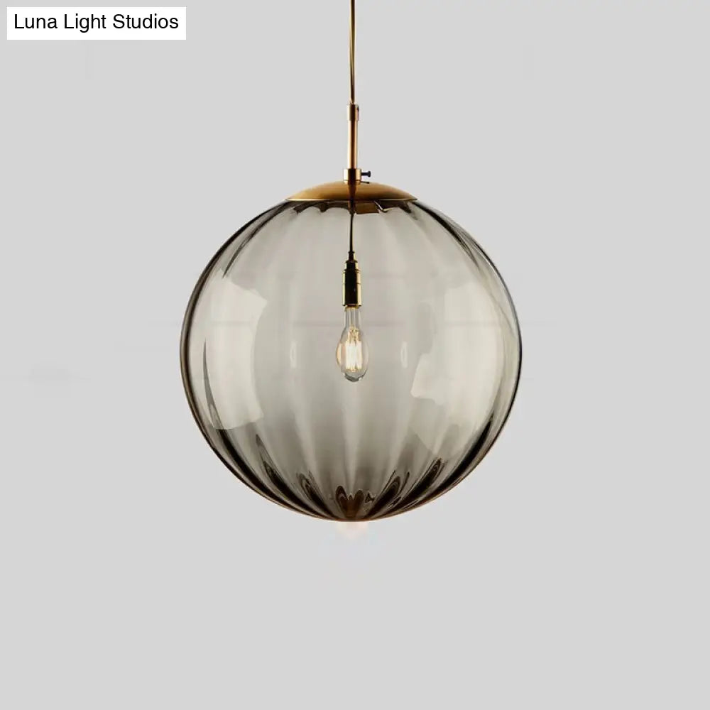 Sleek Ribbed Pendant Light: Modern Designer Hanging Lamp For Bedroom With 1 Light
