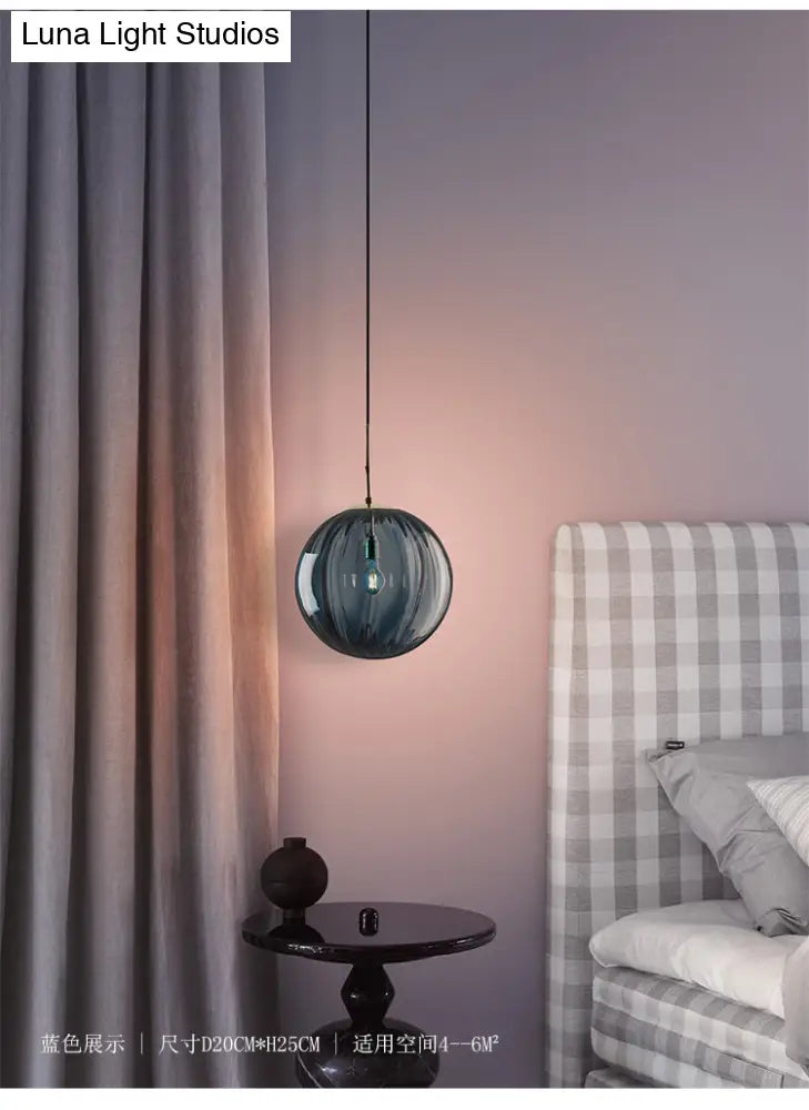 Sleek Ribbed Pendant Light: Modern Designer Hanging Lamp For Bedroom With 1 Light