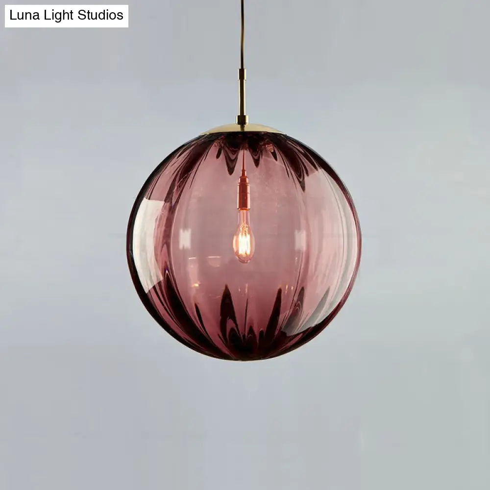 Sleek Ribbed Pendant Light: Modern Designer Hanging Lamp For Bedroom With 1 Light