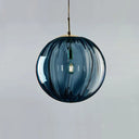 Sleek Ribbed Pendant Light: Modern Designer Hanging Lamp For Bedroom With 1 Light Blue
