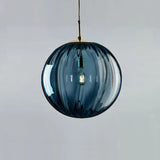 Sleek Ribbed Pendant Light: Modern Designer Hanging Lamp For Bedroom With 1 Light Blue
