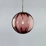 Sleek Ribbed Pendant Light: Modern Designer Hanging Lamp For Bedroom With 1 Light Burgundy