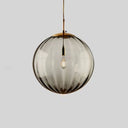 Sleek Ribbed Pendant Light: Modern Designer Hanging Lamp For Bedroom With 1 Light Smoke Gray