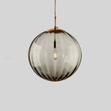 Sleek Ribbed Pendant Light: Modern Designer Hanging Lamp For Bedroom With 1 Light Smoke Gray