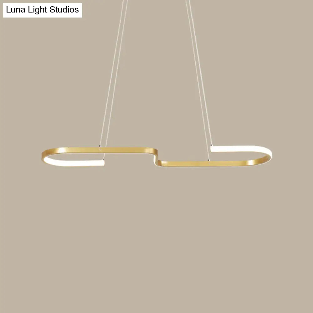 Sleek Ring And Curve Dining Room Pendant Light With Led Ceiling Mount Minimalistic Metal Simplicity