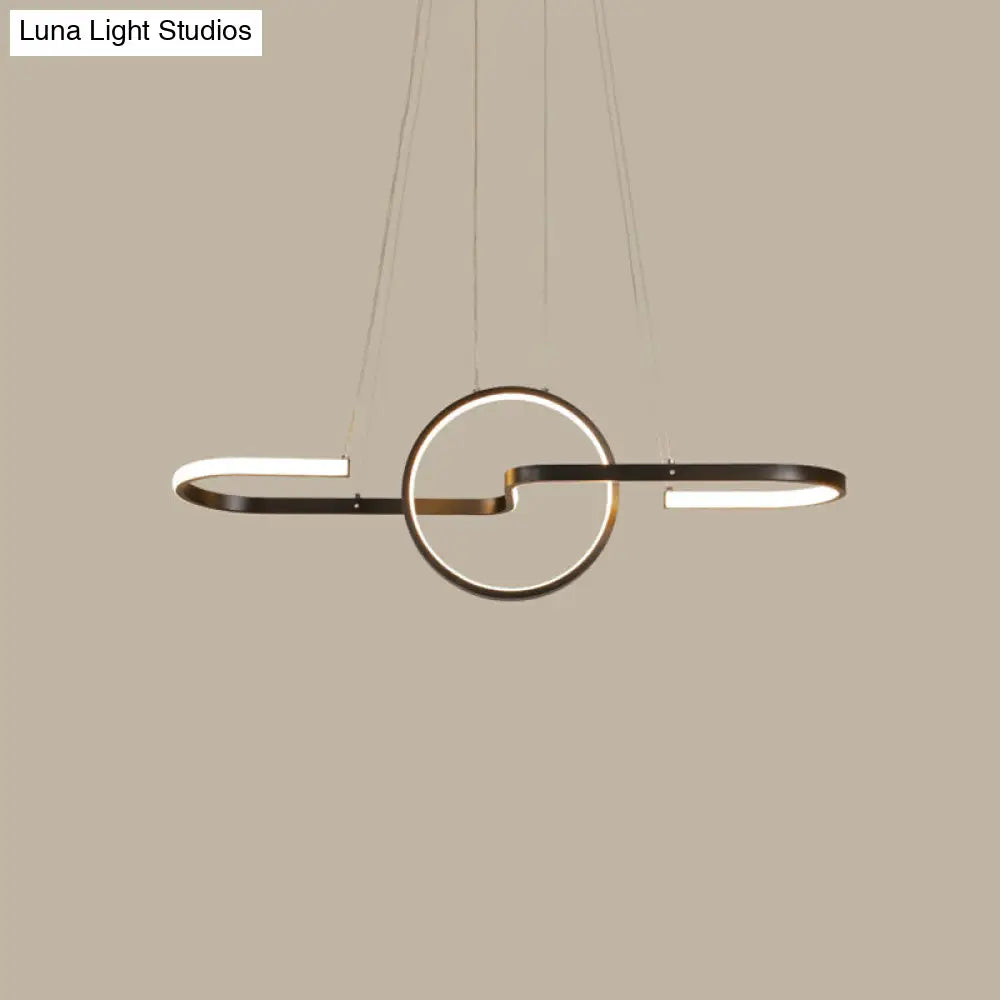 Sleek Ring And Curve Dining Room Pendant Light With Led Ceiling Mount Minimalistic Metal Simplicity