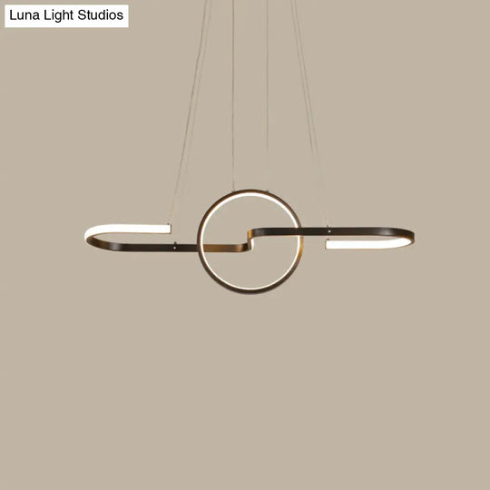 Sleek Ring And Curve Dining Room Pendant Light With Led Ceiling Mount Minimalistic Metal Simplicity