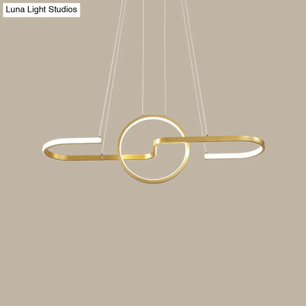 Sleek Ring And Curve Dining Room Pendant Light With Led Ceiling Mount Minimalistic Metal Simplicity