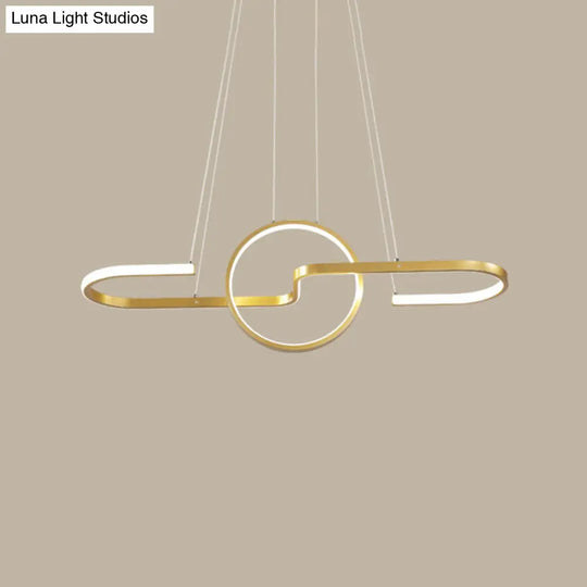 Sleek Ring And Curve Dining Room Pendant Light With Led Ceiling Mount Minimalistic Metal Simplicity