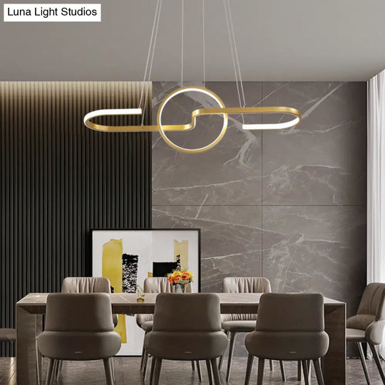 Sleek Ring And Curve Dining Room Pendant Light With Led Ceiling Mount Minimalistic Metal Simplicity